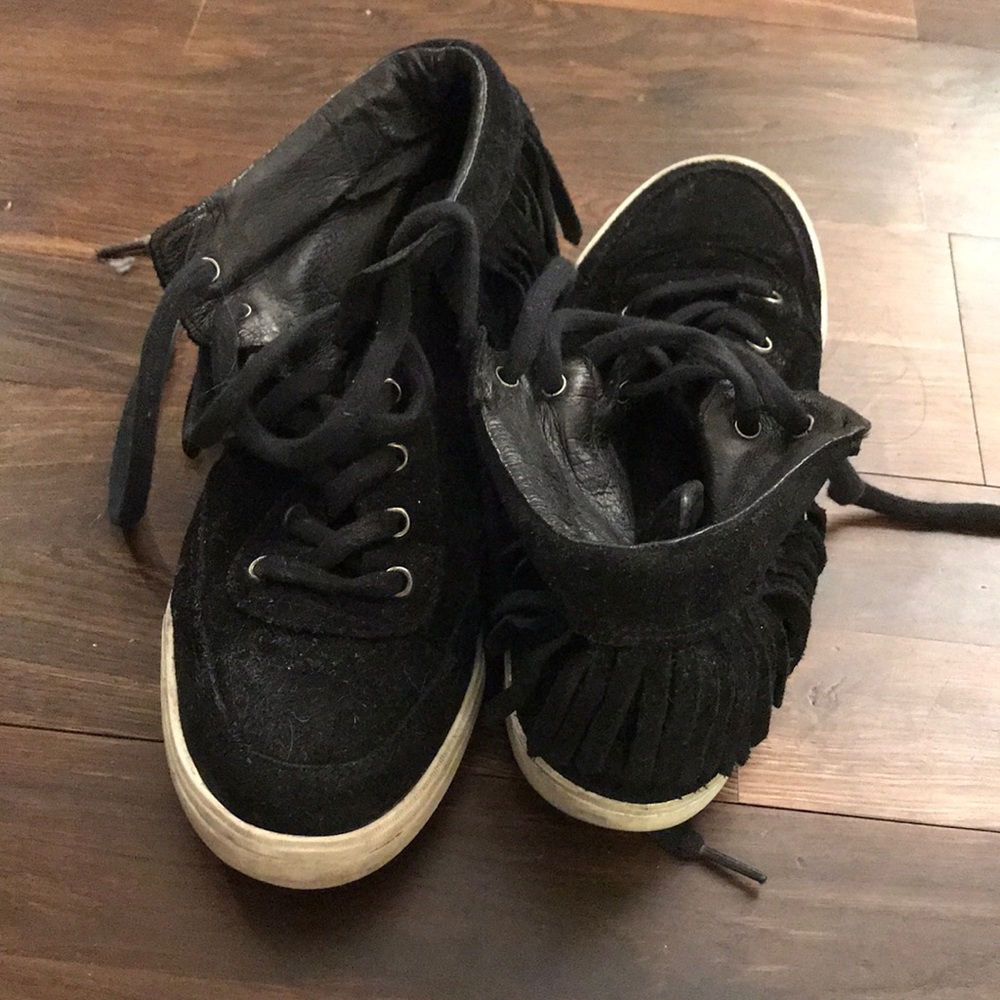 Black Fringe Sneakers